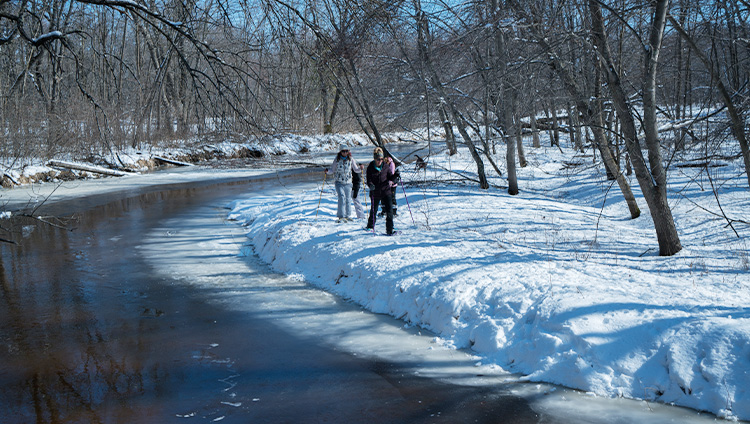 Snowshoeing by the River